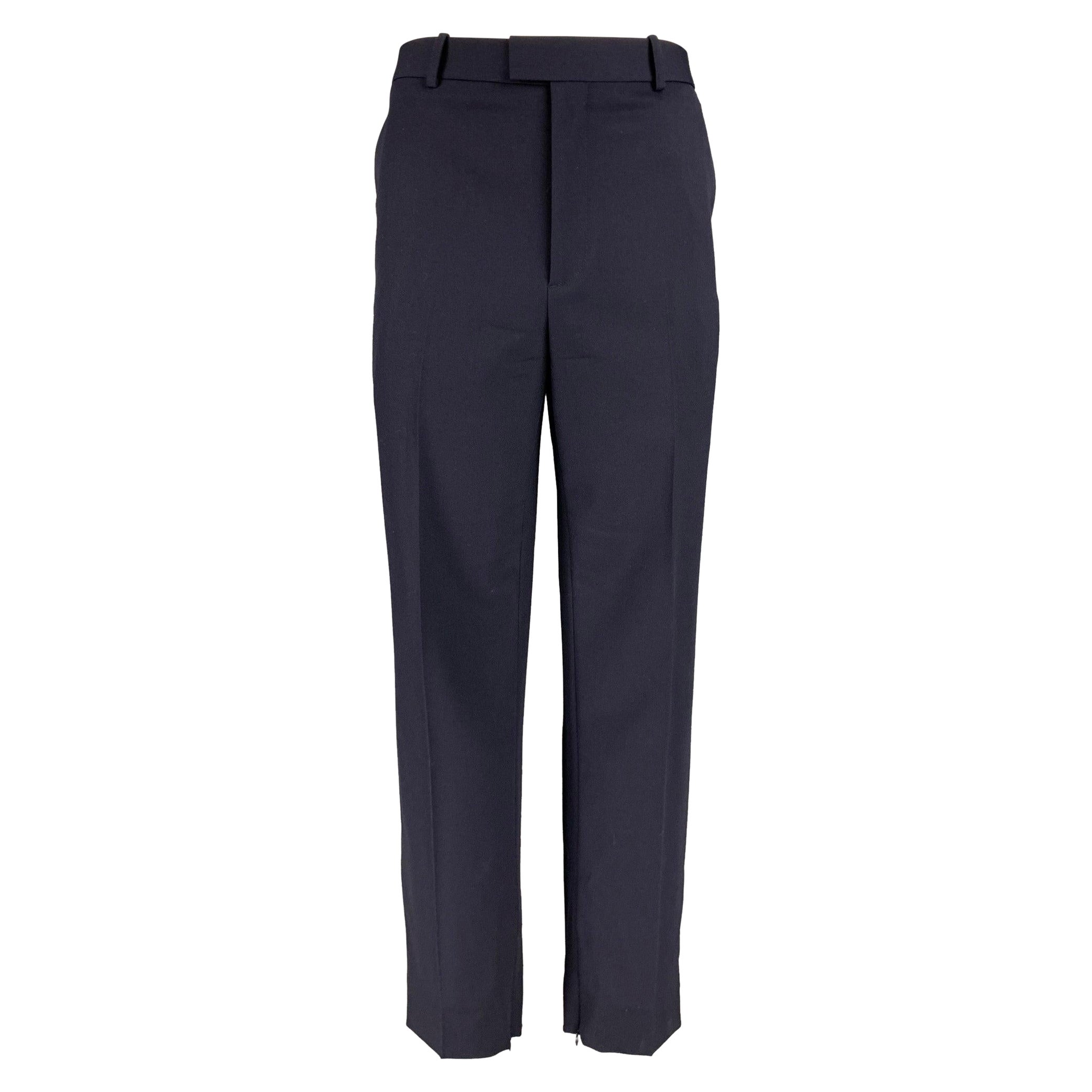 BOTTEGA VENETA Size 36 Navy Wool Blend Zip Fly Dress Pants For Sale