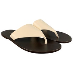 THE ROW Size 7.5 Cream Brown Leather Thong Sandals