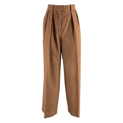THE ROW Size 0 Brown Silk Cashmere Pleated Dress Pants