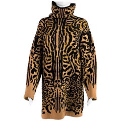 GIVENCHY Size XS Black Camel Wool Blend Leopard Turtleneck Sweater