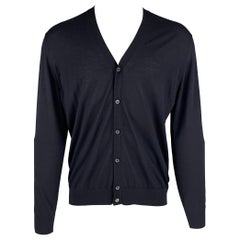 PRADA Size M Navy Knit Wool Buttoned Cardigan