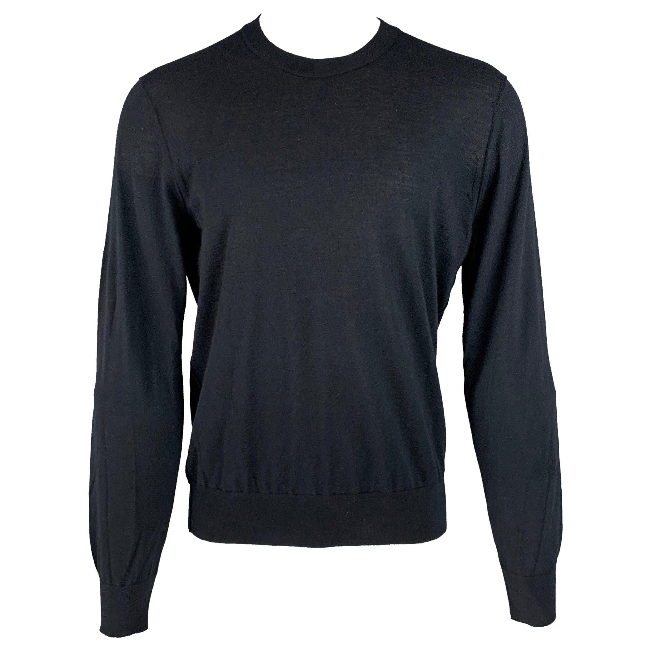 DOLCE & GABBANA Size M Navy Knit Cashmere Crew Neck Pullover For Sale