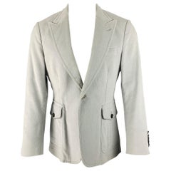 GUCCI Size 40 Grey Corduroy Cotton Peak Lapel Sport Coat