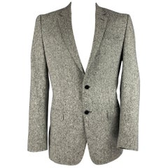 Versace Collection Taille 44 Manteau de sport en laine gris chiné noir blanc