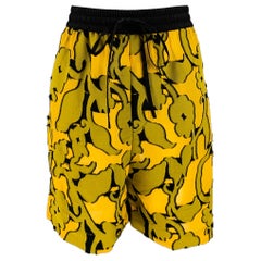 PRABAL GURUNG Größe M Gelb Schwarz Floral Athletic Drawstring Shorts