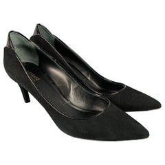 ARMANI COLLEZIONI Size 9.5 Black Suede Patent Leather Classic Pumps