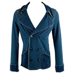 KAPITAL Size S Navy Linen Blend Double Breasted Jacket
