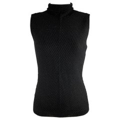 PIAZZA SEMPIONE Size M Black Knit Chevron Sleeveless Casual Top