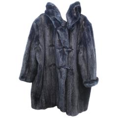Sublime Midnight Blue Mink Coat with Hoodie