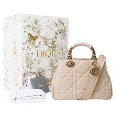 New Dior Lady 95.22 handbag strap in beige cannage leather, GHW