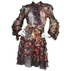 Just Cavalli NEW Multi-Color Sheer Silk Dress sz IT42 NWT rt. $1, 040