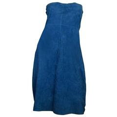 Tahari Blue Suede Strapless Dress sz US10
