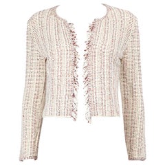Theory White Knit Fringe Sweater Jacket Size XS