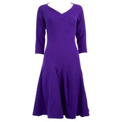 Roland Mouret Purple Wool Midi Dress Size XL