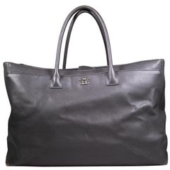 Chanel 2012-2013 Schwarz XL Executive Cerf Tote aus Keramik