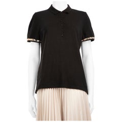 Burberry Black Nova Check Trimmed Polo Shirt Size XL