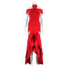 ALEXANDER MCQUEEN Size S Red Viscose Blend Cut Out Long Gown