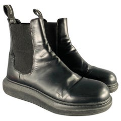 ALEXANDER MCQUEEN Size 9.5 Black Leather Platform Chelsea Boots