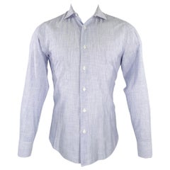 BOGLIOLI Size M Blue White Stripe Spread Collar Long Sleeve Shirt