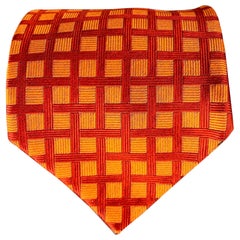BORRELLI Orange Red Checkered Silk Jacquard Tie