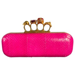 ALEXANDER MCQUEEN Gold Fuchsia Schlangenhaut Metall Clutch Handtasche & Lederwaren