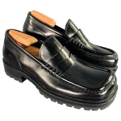 DRIES VAN NOTEN Größe 9.5 Schwarz Square Toe Penny Loafers