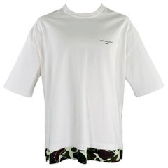 COMME des GARCONS HOMME 2021 Size XL White Green Mixed Fabrics Cotton T-shirt