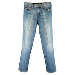 D&G by DOLCE & GABBANA Size 30 Blue Distressed Cotton Straight Jeans