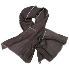 Vintage GIORGIO ARMANI Brown Linen Blend Contrast Stitch Scarf