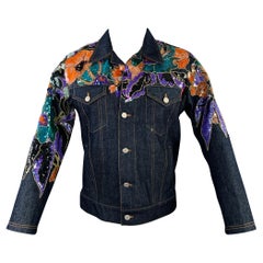 DRIES VAN NOTEN Größe S Marineblaue mehrfarbige Jacke aus Baumwolle mit Pailletten