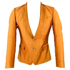 DRIES VAN NOTEN - Manteau de sport croisé en polyester et soie orange, taille 36