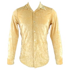 DRIES VAN NOTEN SS2020 Size 38 Yellow Velvet Polyester Blend Long Sleeve Shirt
