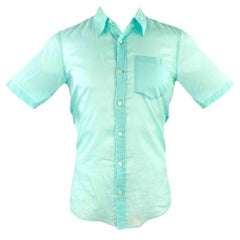 DRIES VAN NOTEN Size XS Blue Turquoise One Pocket Short Sleeve Shirt