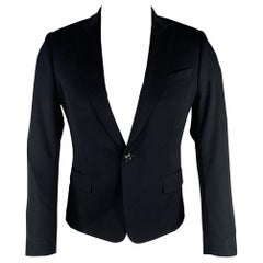 DRIES VAN NOTEN Talla 38 Abrigo negro de lana con solapa de pico