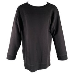 DRIES VAN NOTEN Größe S Schwarzes Sweatshirt aus Baumwolle mit Ausschnitt und Crew-Ausschnitt