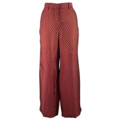 DRIES VAN NOTEN Size 4 Burgundy Gold Viscose Polyester Polka Dot Dress Pants