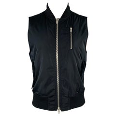 FEAR OF GOD 2015 Talla S Chaleco negro de nylon con doble cremallera