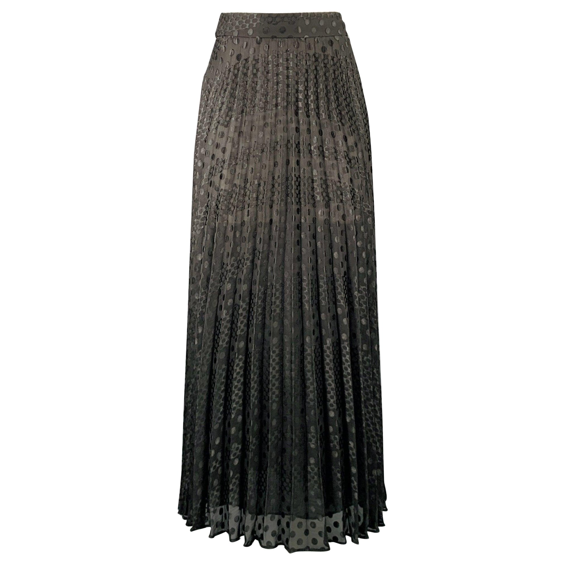 EMPORIO ARMANI Size 2 Black Polyester Viscose Dots Maxi Skirt
