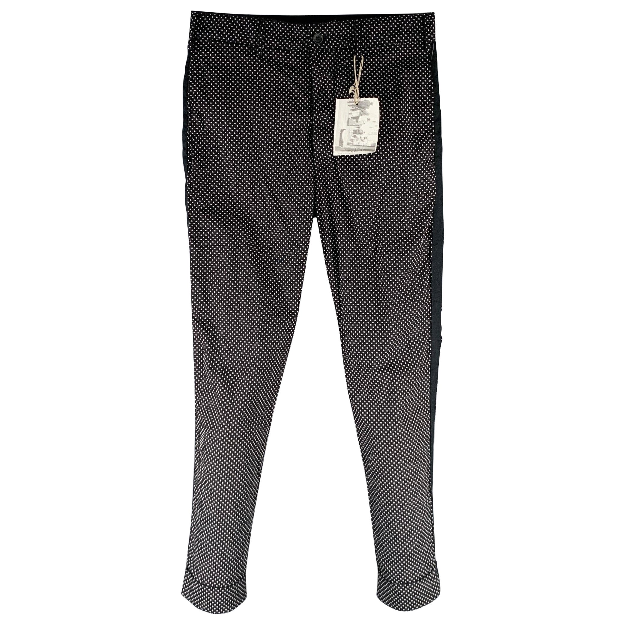 ENGINEERED GARMENTS Taglia 30 Nero Bianco Dot Dot Dot in Cotone Zip Fly Dress Pants in vendita