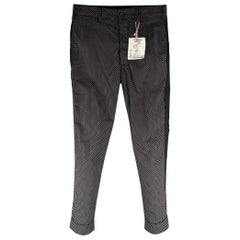 ENGINEERED GARMENTS Talla 30 Negro Blanco Lunares Algodón Zip Fly Pantalones de vestir