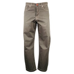 KITON Size 36 Green Contrast Stitch Cotton Blend Jean Cut Casual Pants