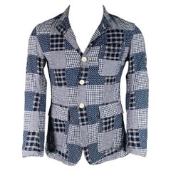 ENGINEERED GARMENTS Taglia XS Navy White Patchwork Cotton Sport Coat