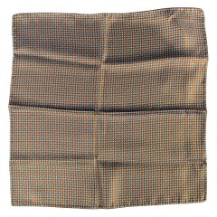KITON Brown Blue Squares Silk Pocket Square