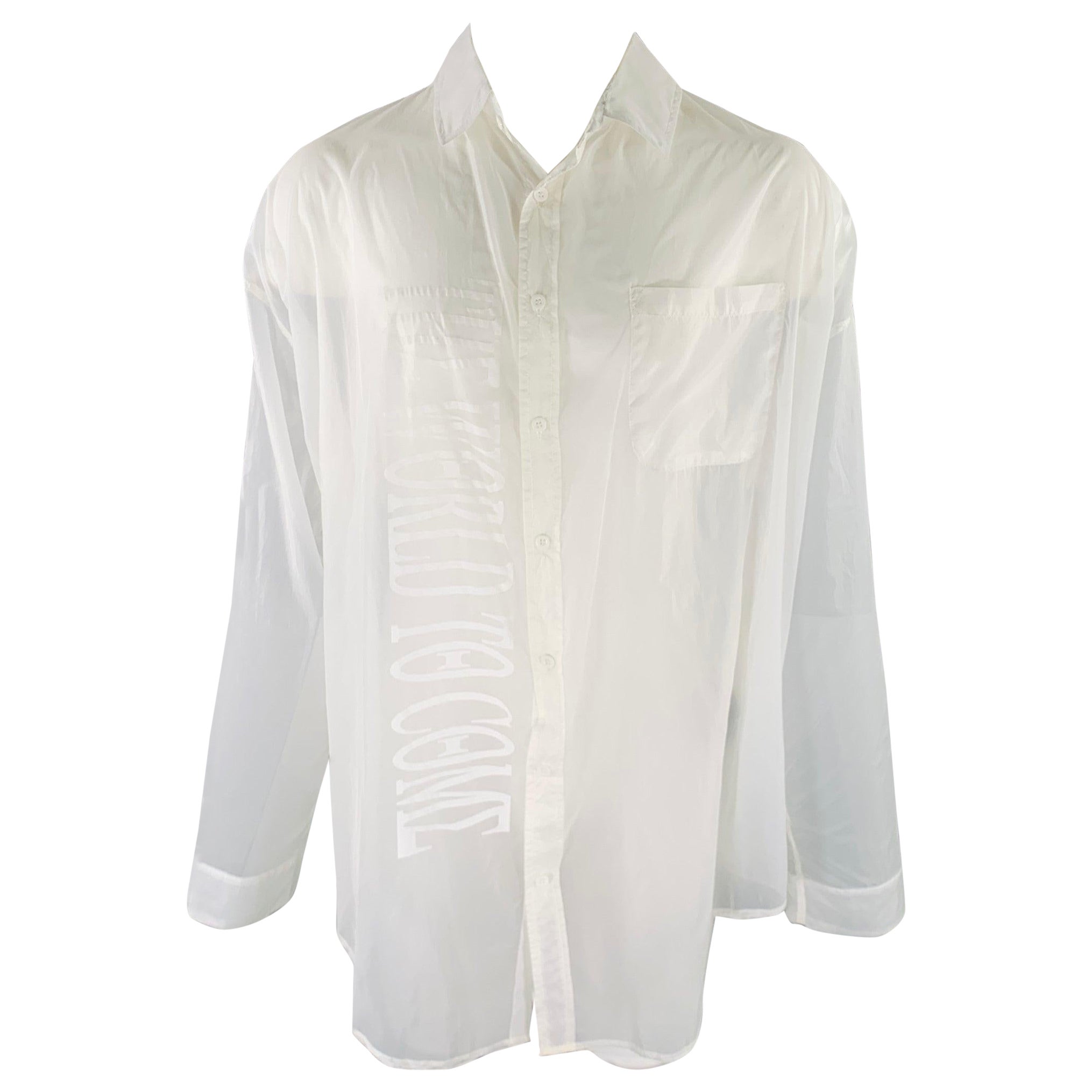 KTZ Size M White Graphic Nylon Button Up Long Sleeve Shirt For Sale