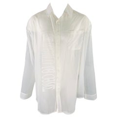 KTZ Size M White Graphic Nylon Button Up Long Sleeve Shirt
