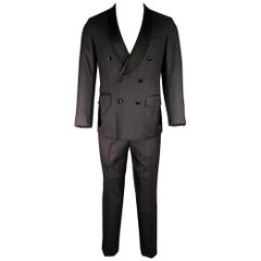 KITON Size 36 Black Wool Shawl Collar Three Piece Tuxedo