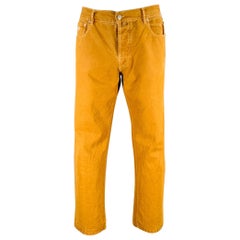 LUIGI BORRELLI Talla 34 Pantalón casual corte vaquero de algodón color canela