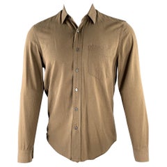 OUR LEGACY Size M Khaki Silk One Pocket Long Sleeve Shirt