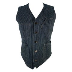 RRL by RALPH LAUREN Chaleco de algodón gris marino a rayas en tejido mixto talla 2