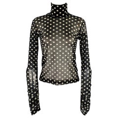 NOIR KEI NINOMIYA Size XS Black White Polka Dot Polyester Turtleneck Pullover
